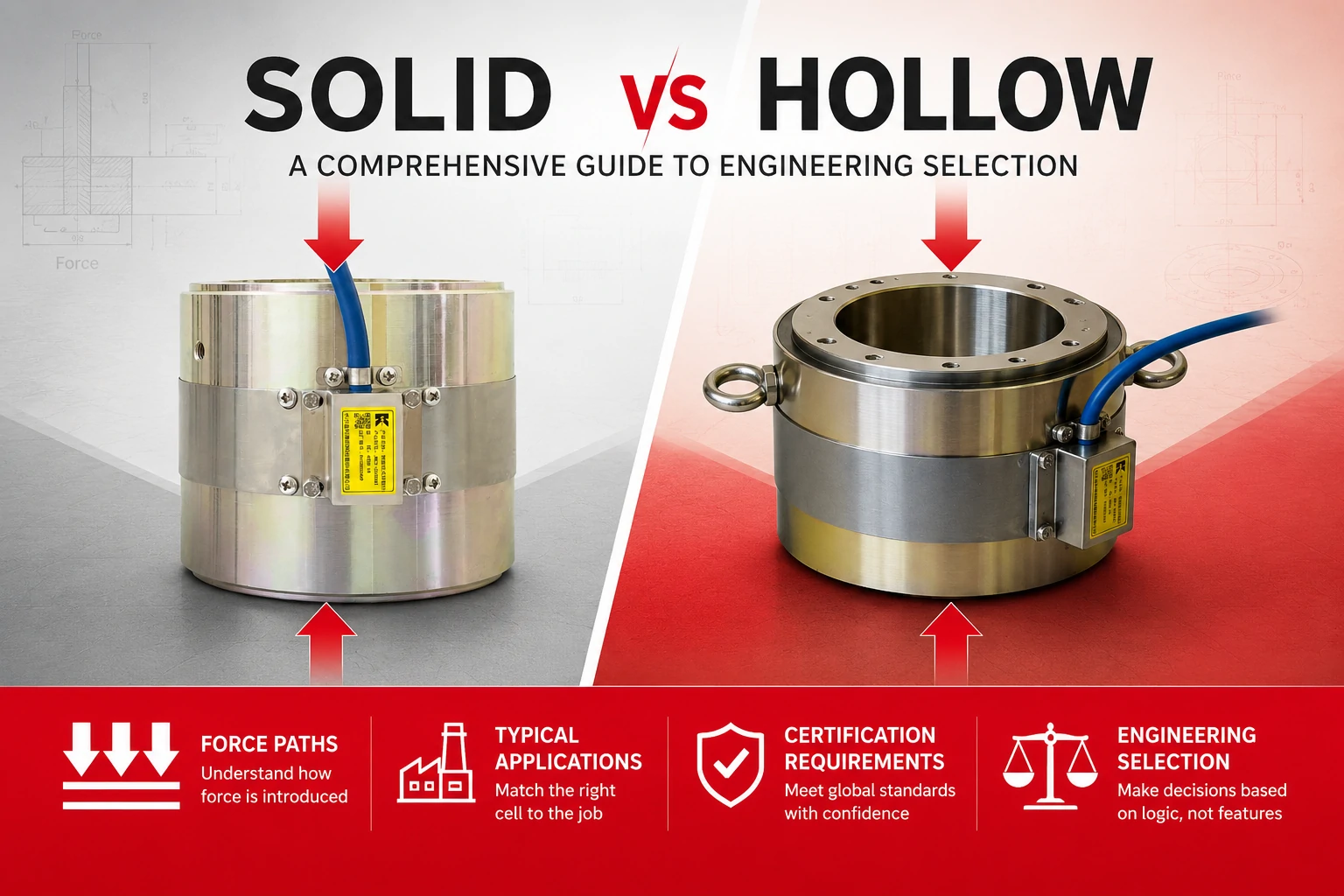 მყარი vs Hollow Load Cell: ყოვლისმომცველი გზამკვლევი საინჟინრო შერჩევისთვის (ძალის გზები და ტიპიური აპლიკაციები და სერტიფიცირების მოთხოვნები)